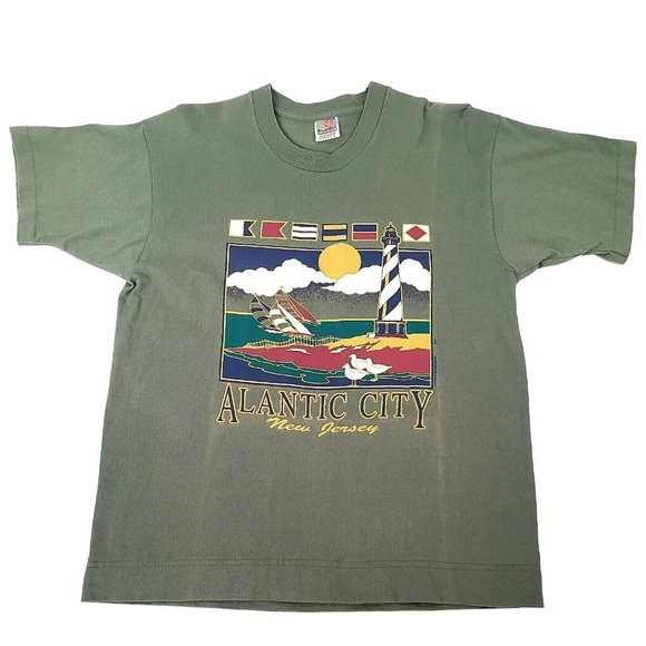 Fruit of the Loom Other - VTG 1992 Atlantic City New Jersey T Shirt Single Stitch Graphic Lighthouse Boat